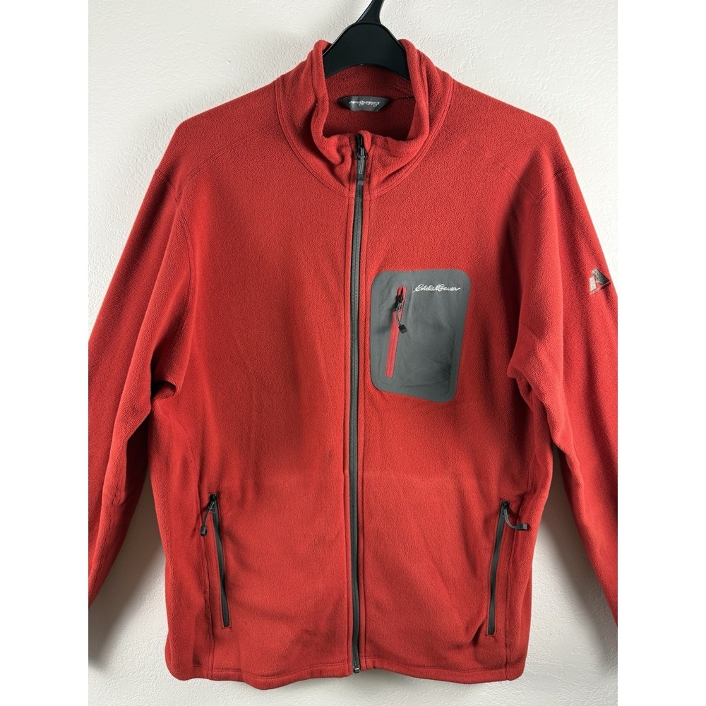 Eddie Bauer Asent Mens Full Zip Fleece Jacket Red Black Trim XL‎ Performance - Picture 2 of 8